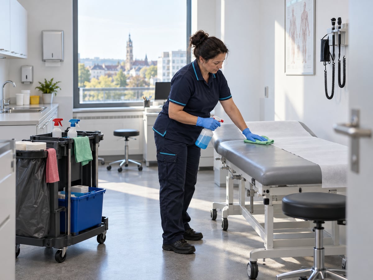 KI-generiertes Bild: Hygienische Reinigung eines Behandlungsraums in Heilbronn